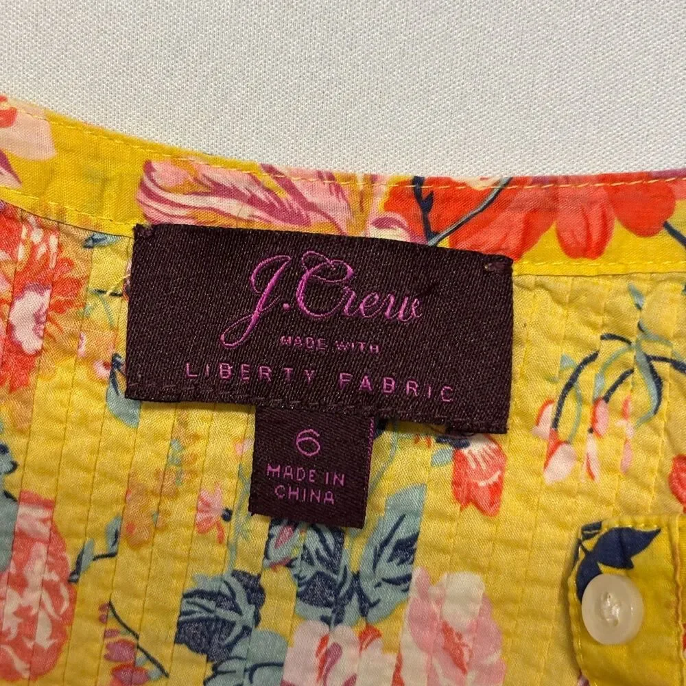 J. Crew Liberty Fabric Women Blouse Top Shirt Size 6 Floral Boho C131 -6